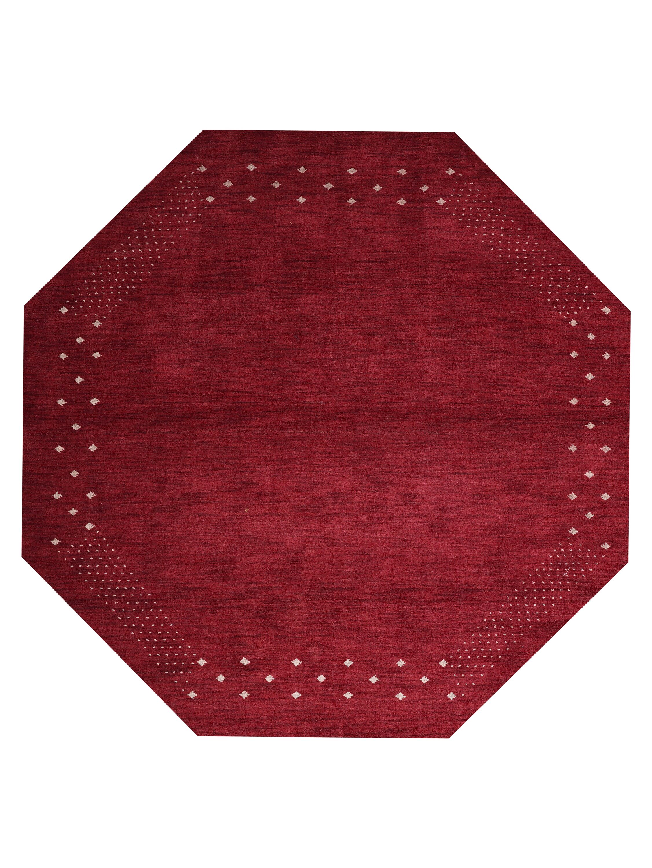 Rugsotic Carpets  HAND KNOTTED LOOM WOOL ECO-FRIENDLY AREA RUGS  - 8'x8' Octagon Shape Red Color Contemporary Modern Design High Pile Thick Handmade Anti Skid Area Rugs for Living Room Bed Room L00530
