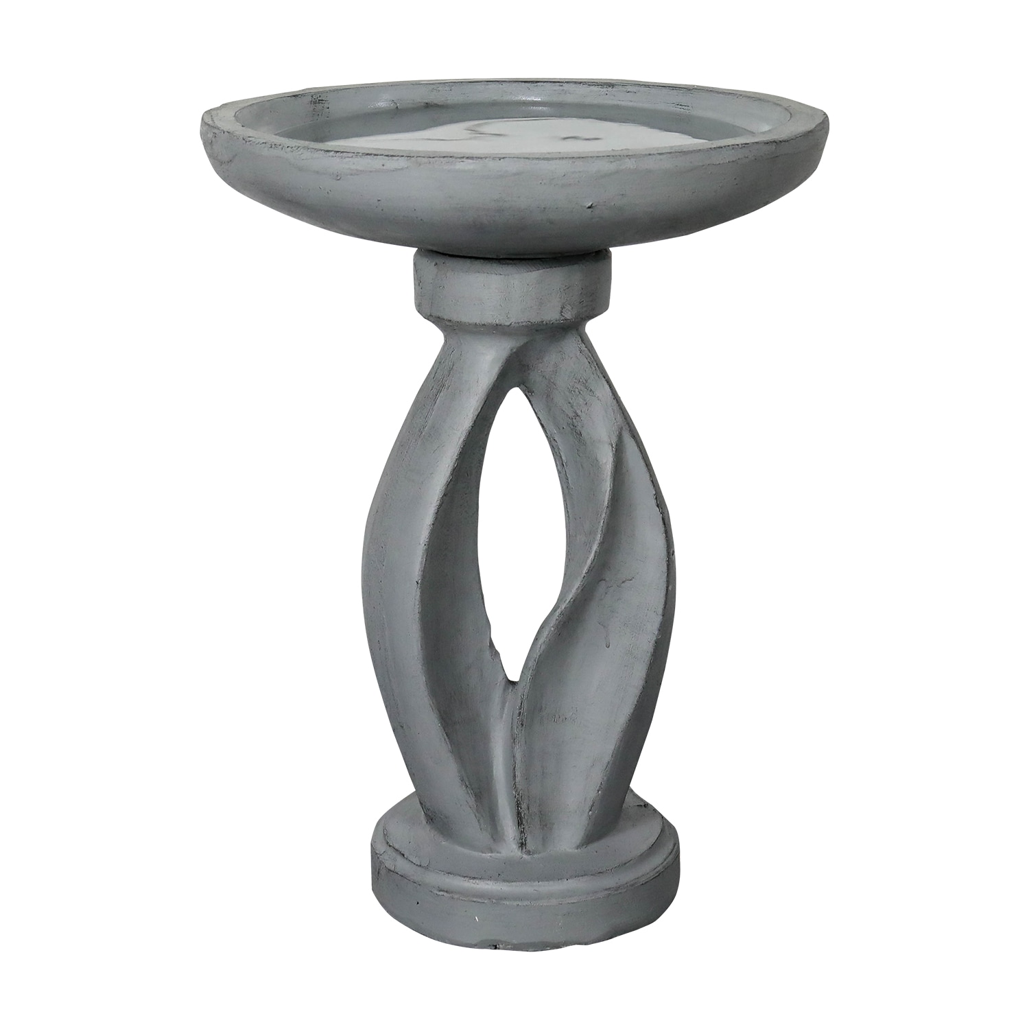 Watnature SJ30046 Modern Concrete Bird Bath 21.8-in H silver Concrete Birdbath bowl