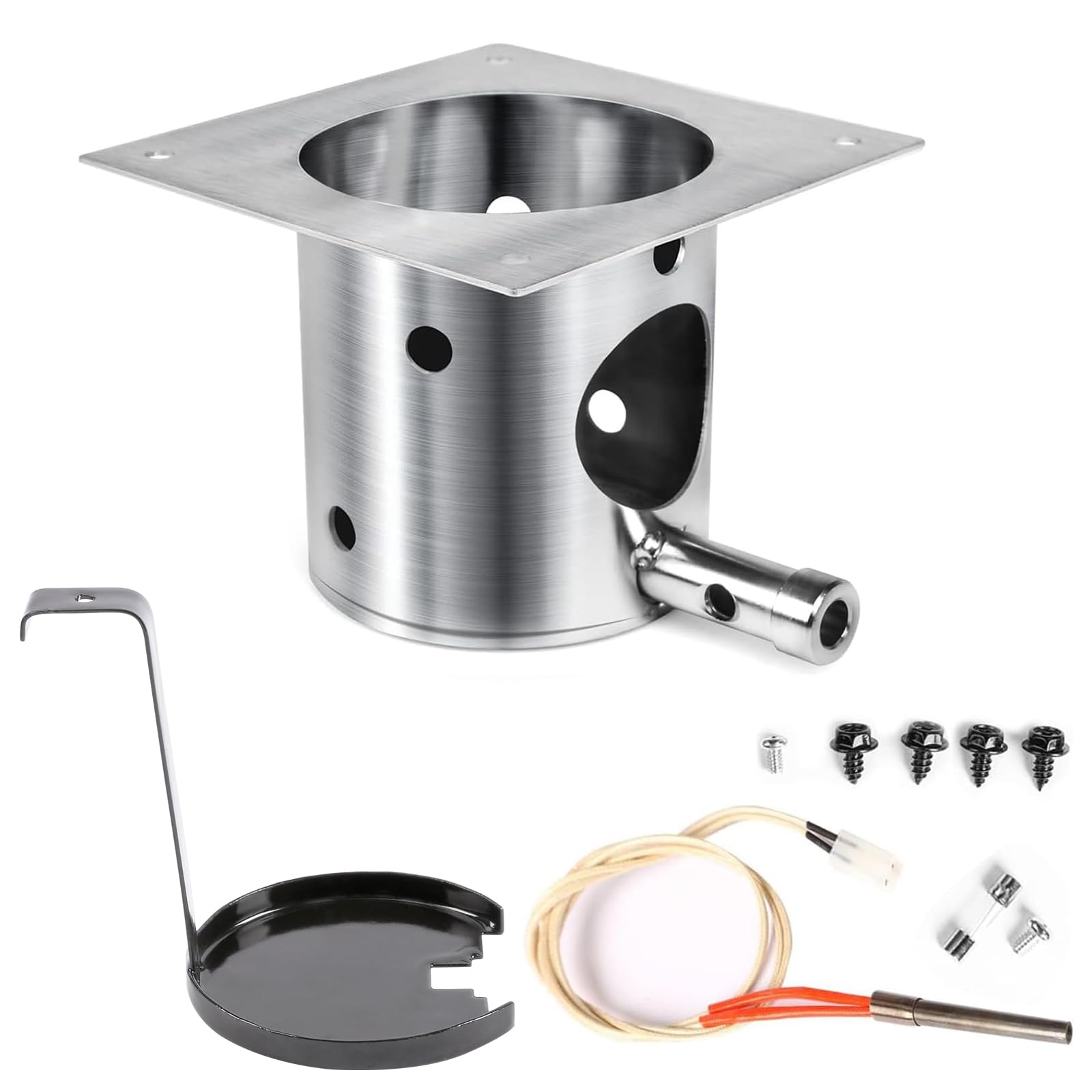 Aoibox  304 Stainless Steel Fire Burn Pot and Hot Rod Ignitor Kit for Traeger and Pit Boss Wood Pellet Grill Smokers