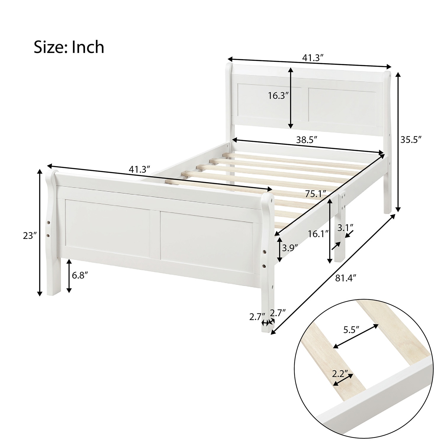 Mondawe Classic Wood Platform Bed Twin Bed Frame Mattress Foundation ...