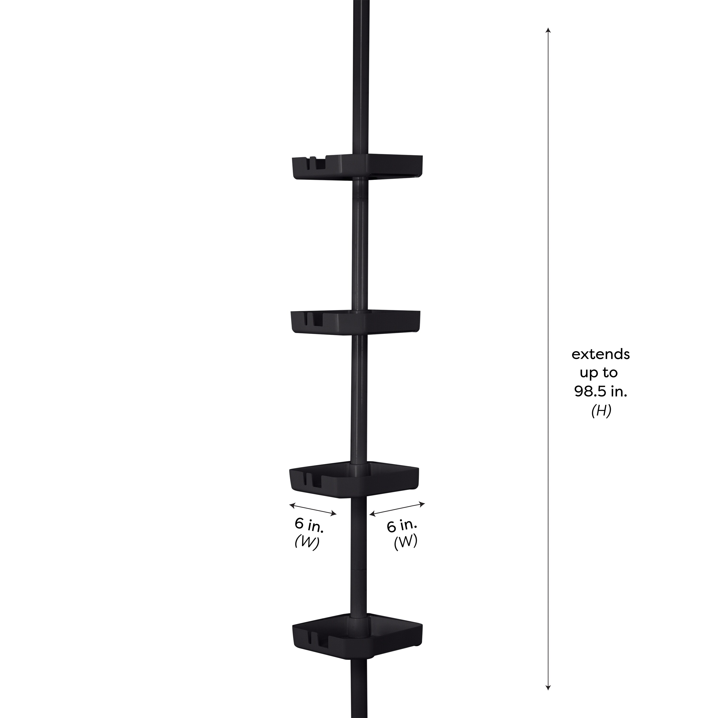 Bath Bliss Black Aluminum 3.99-Shelf Bathtub Caddy 5.91-in x 101-in