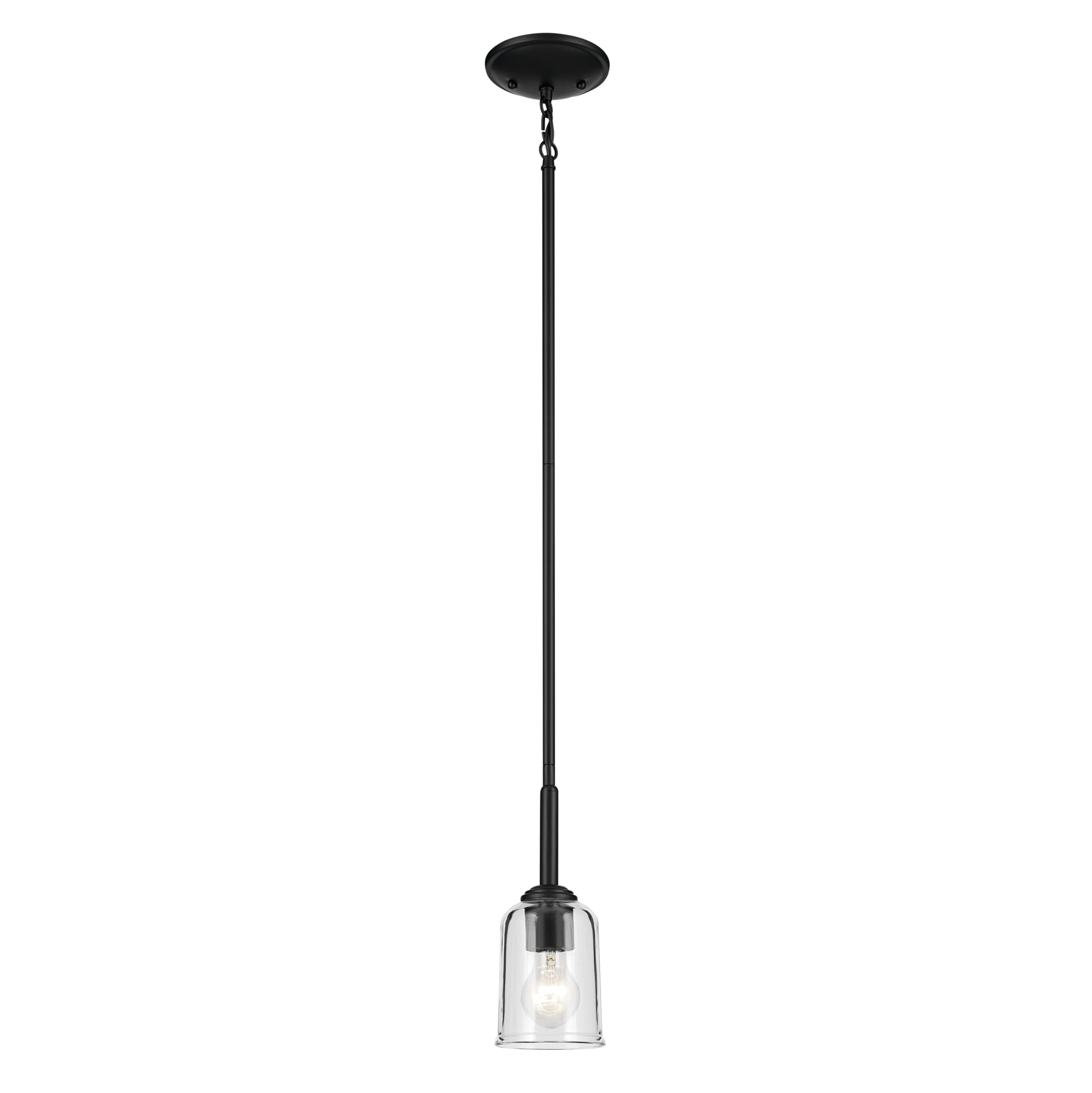 Kichler 43674BKCLR Shailene 1 -Light Black Traditional Opal glass Bell Mini Hanging Pendant light