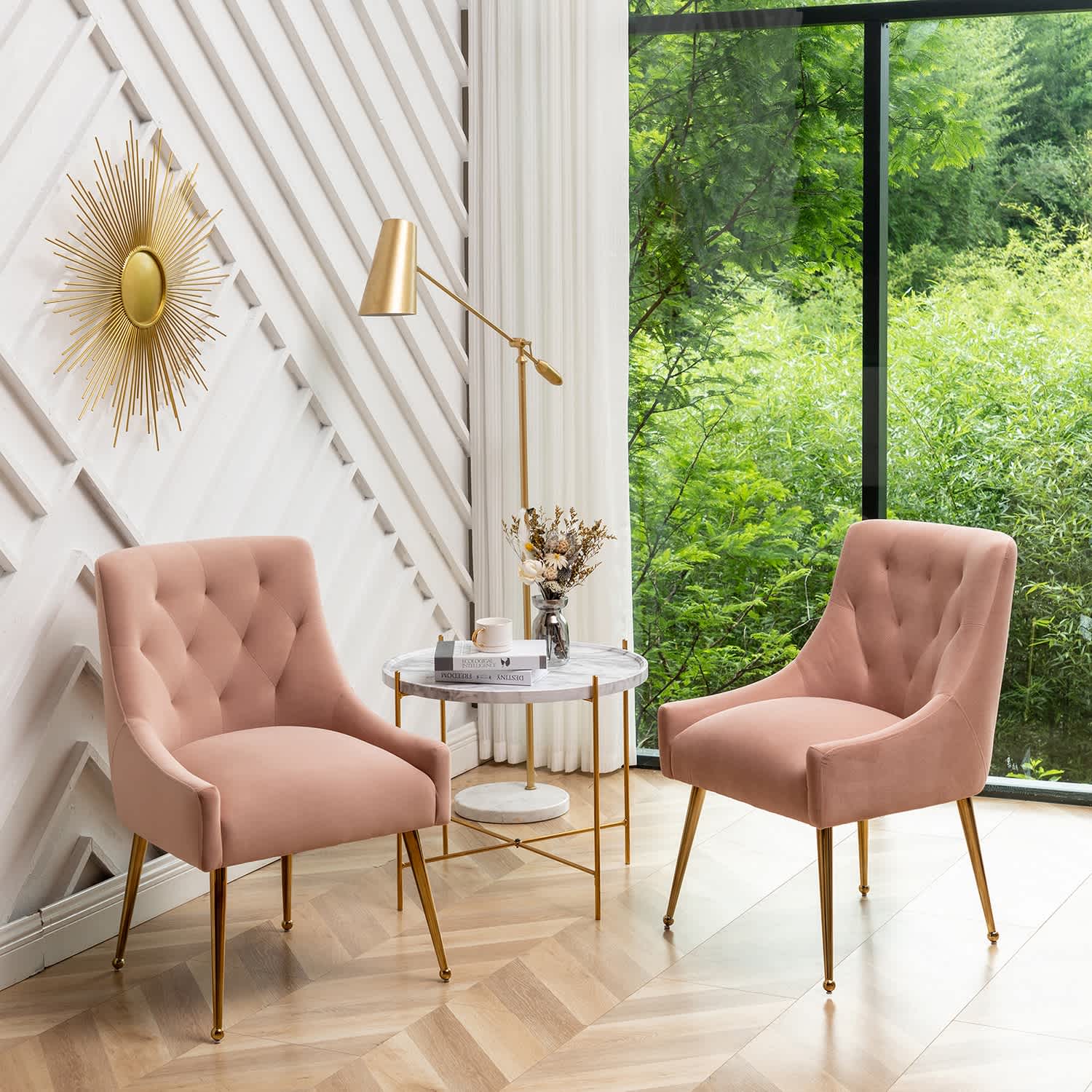 SEYNAR - Modern Dining Chairs Set of 2 Upholstered Accent Chair Tufted Back Armless Chair with B...