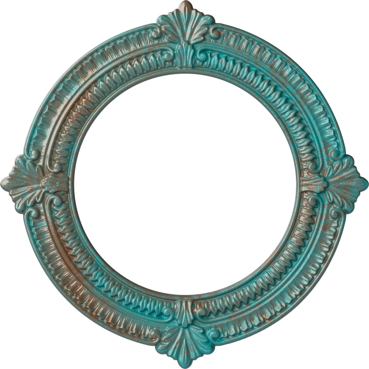 Ekena Millwork CM13BNCGS Benson 13.125-in W x 13.125-in L Painted Copper Green Patina Polyurethane Whole Ceiling Medallion