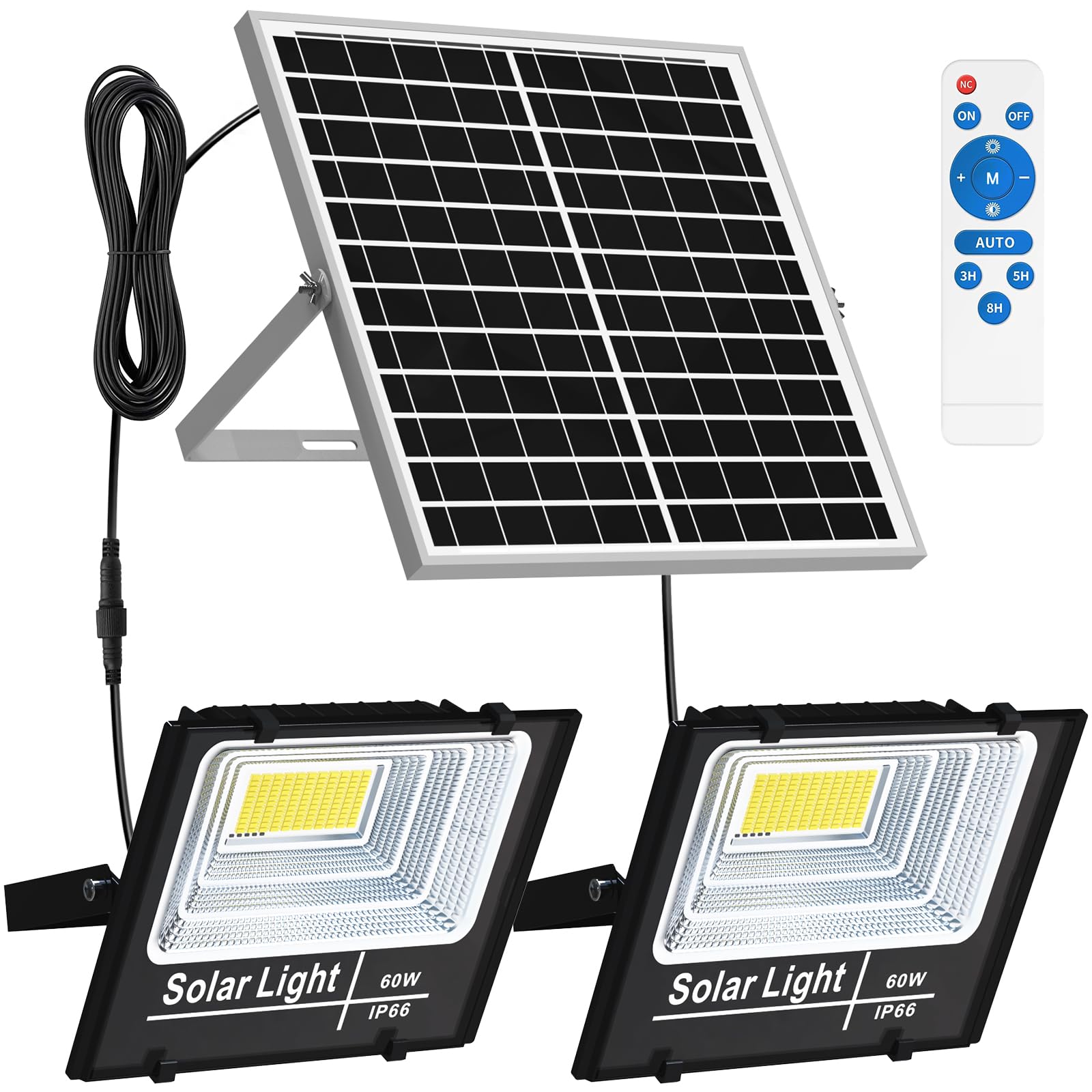 Lukvuzo  Solar Flood Light Outdoor 1500LM 6000K Bright Floodlights IP65 Waterproof Solar Power Security Light Auto Dusk to Dawn with Remote