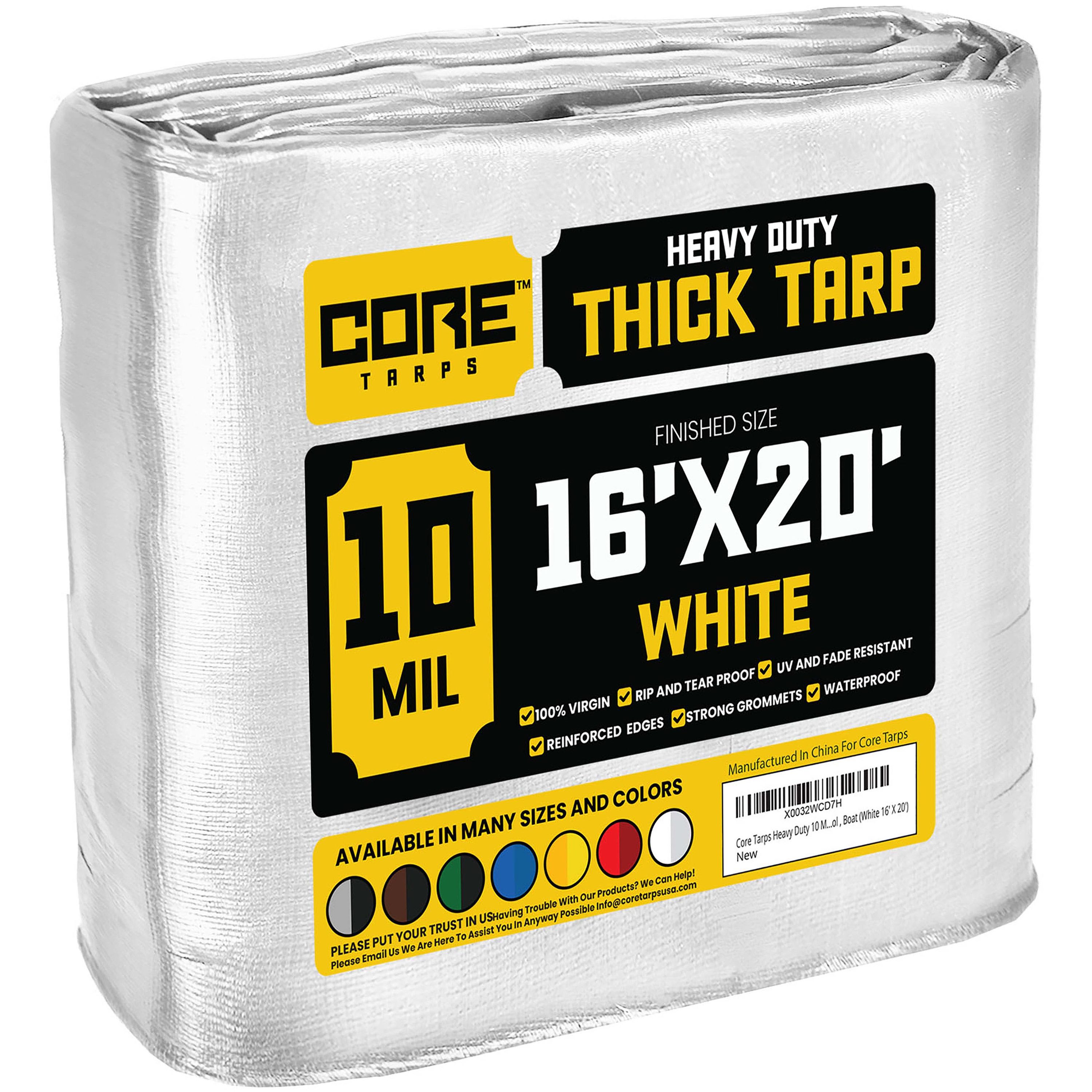 Core Tarps 16 Ft X 20 Ft White Waterproof Commercial Polyethylene 10 Mil Tarp In The Tarps 2163