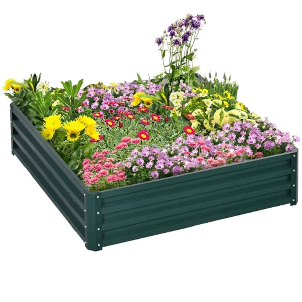 ZAKLOOP WU2225P174408 47.25-in W x 47.25-in L x 11.75-in H Green Metal Raised Garden Bed
