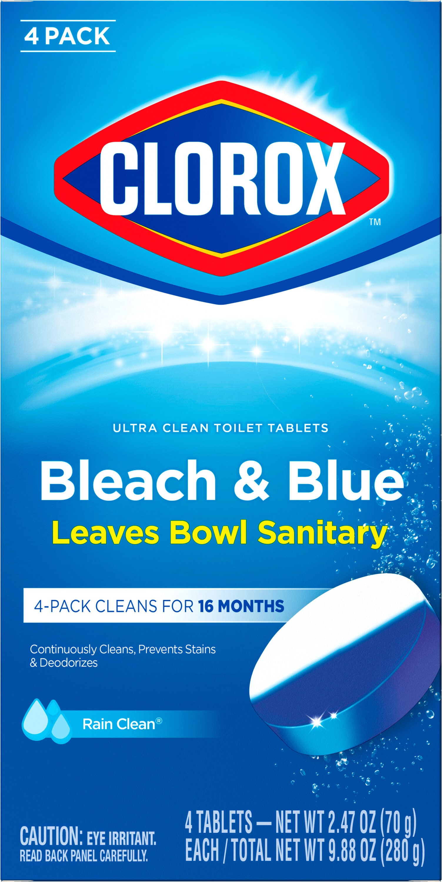 Clorox Ultra Clean Toilet Tablets 4-Count Rain Clean Toilet Bowl Cleaner Kit