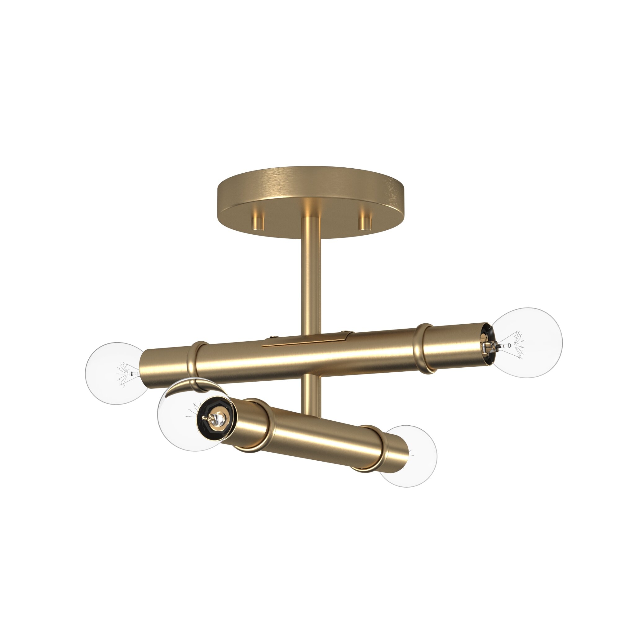 Emmett Mid-Century Modern 12" Semi-Flush Mount in Old Satin Brass