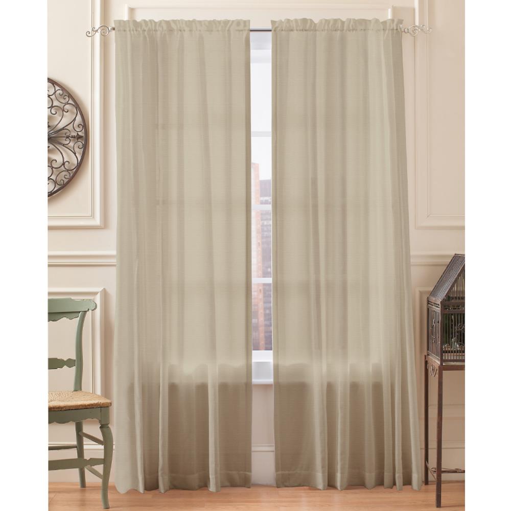 Springmaid 108 In Natural Linen Semi Sheer Rod Pocket Single Curtain Panel At 5577