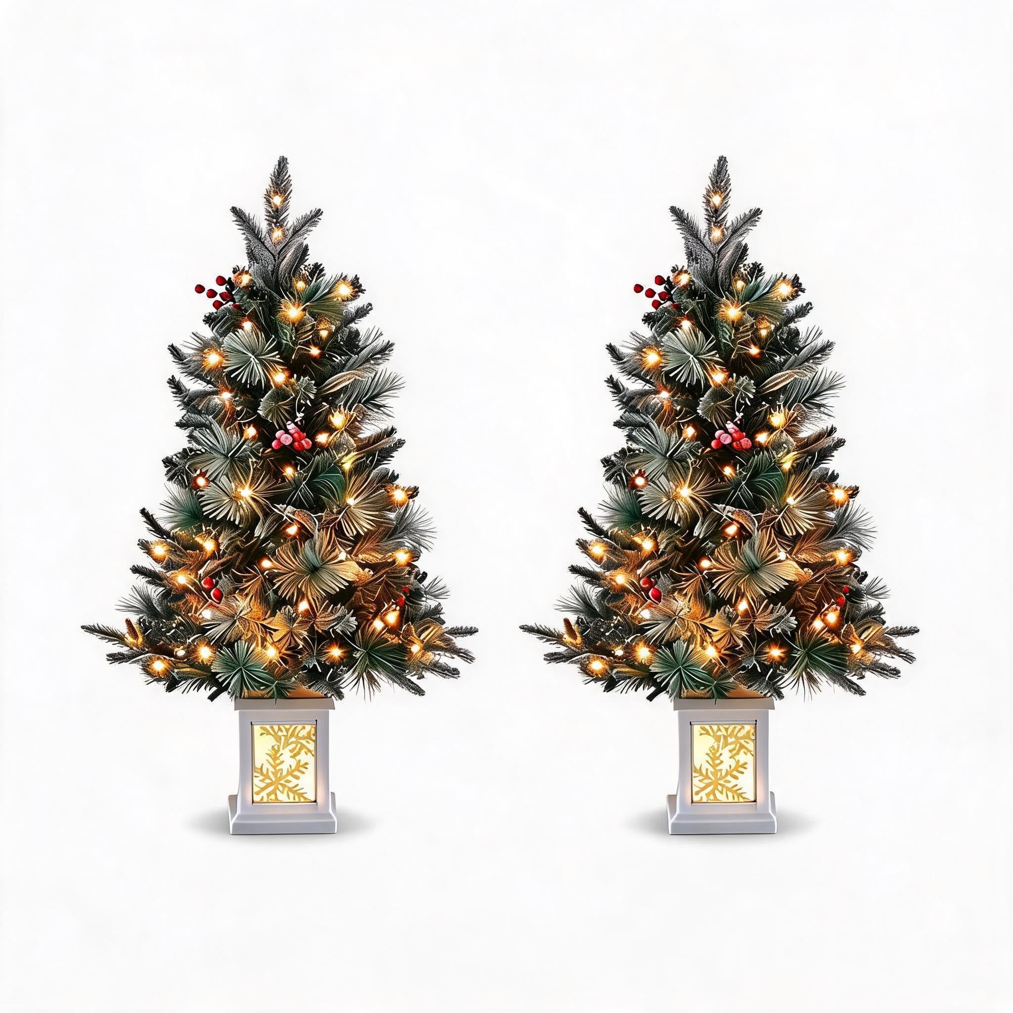 DEXSO 3 Ft Artificial Christmas Tree with LED Lights