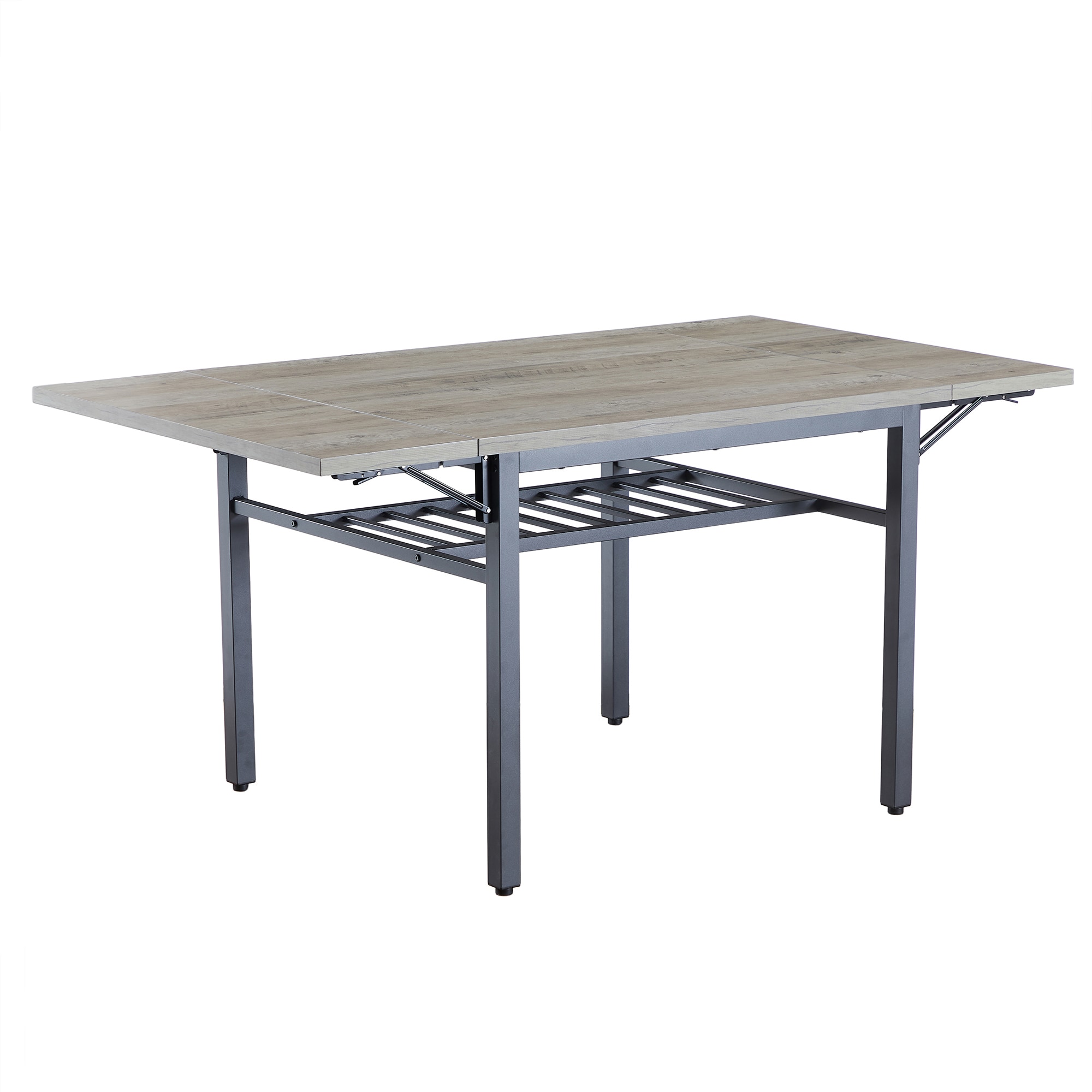 Sumyeg WF-HW65793NA-LA Folding Dining Table 1.2 inches thick table top Grey Contemporary/Modern Extending Dining Table, Wood with Black Steel 63.2-in L x 30.5-in H