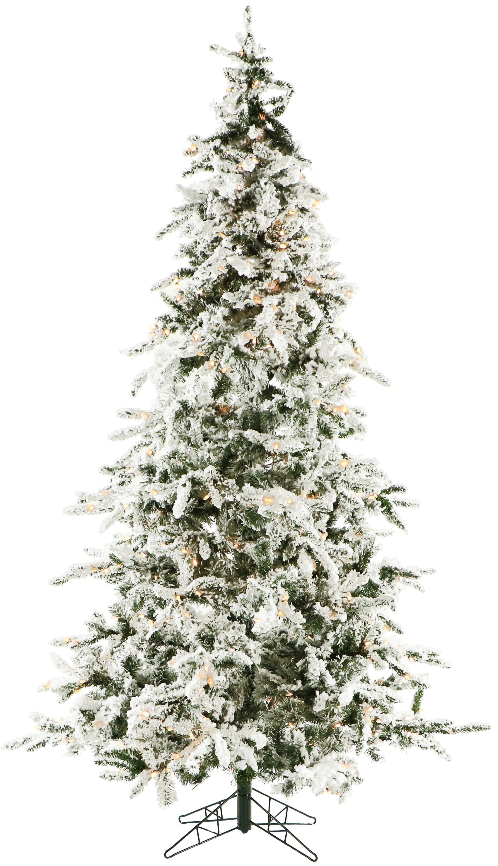 Christmas Time 7.5-ft White Pine Flocked Pre-lit Flocked Artificial ...