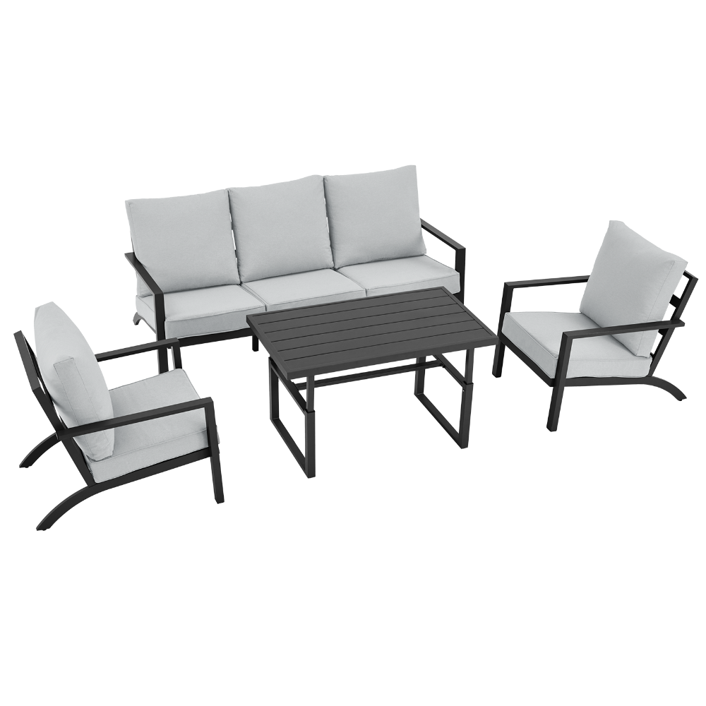 AECOJOY 16299GR-LS01 Conversation Set Outdoor Sectional with Gray Cushions and Aluminum Frame