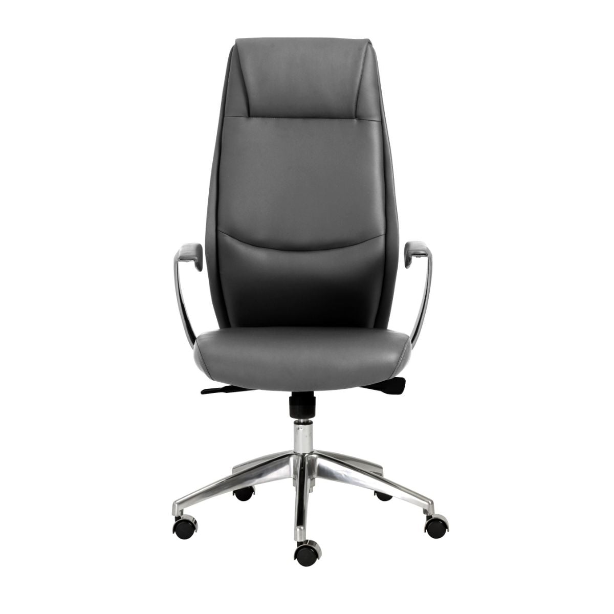 HomeRoots 370507 Amelia Gray Contemporary Adjustable Height Swivel Faux Leather Task Chair