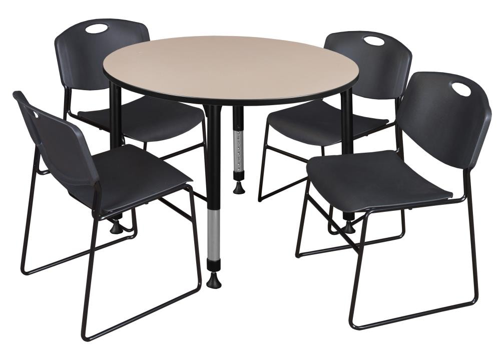 Regency TB48RNDBEAPBK44BK Classroom Tables Off-White 4-Person Training Table (48-in W x 34-in H)