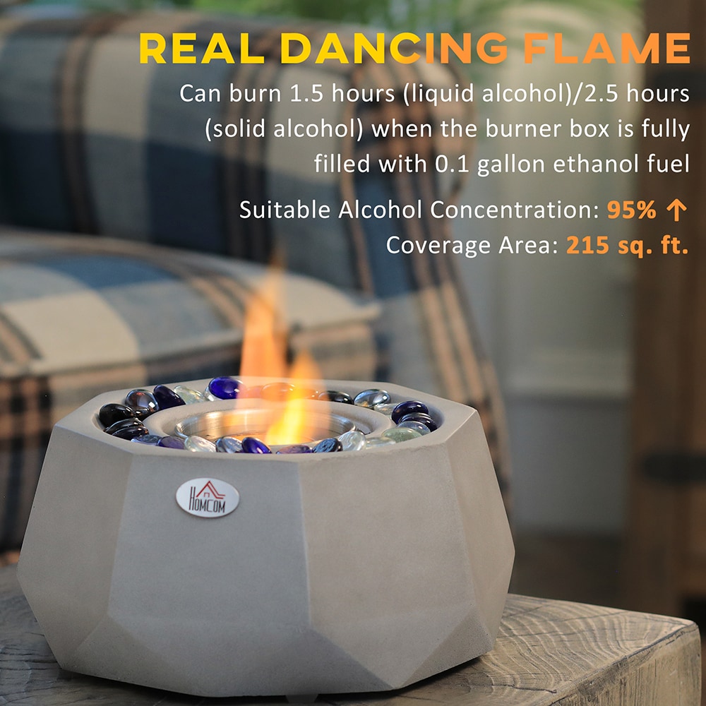 Gray Geometric Concrete Tabletop Fireplace with Lid