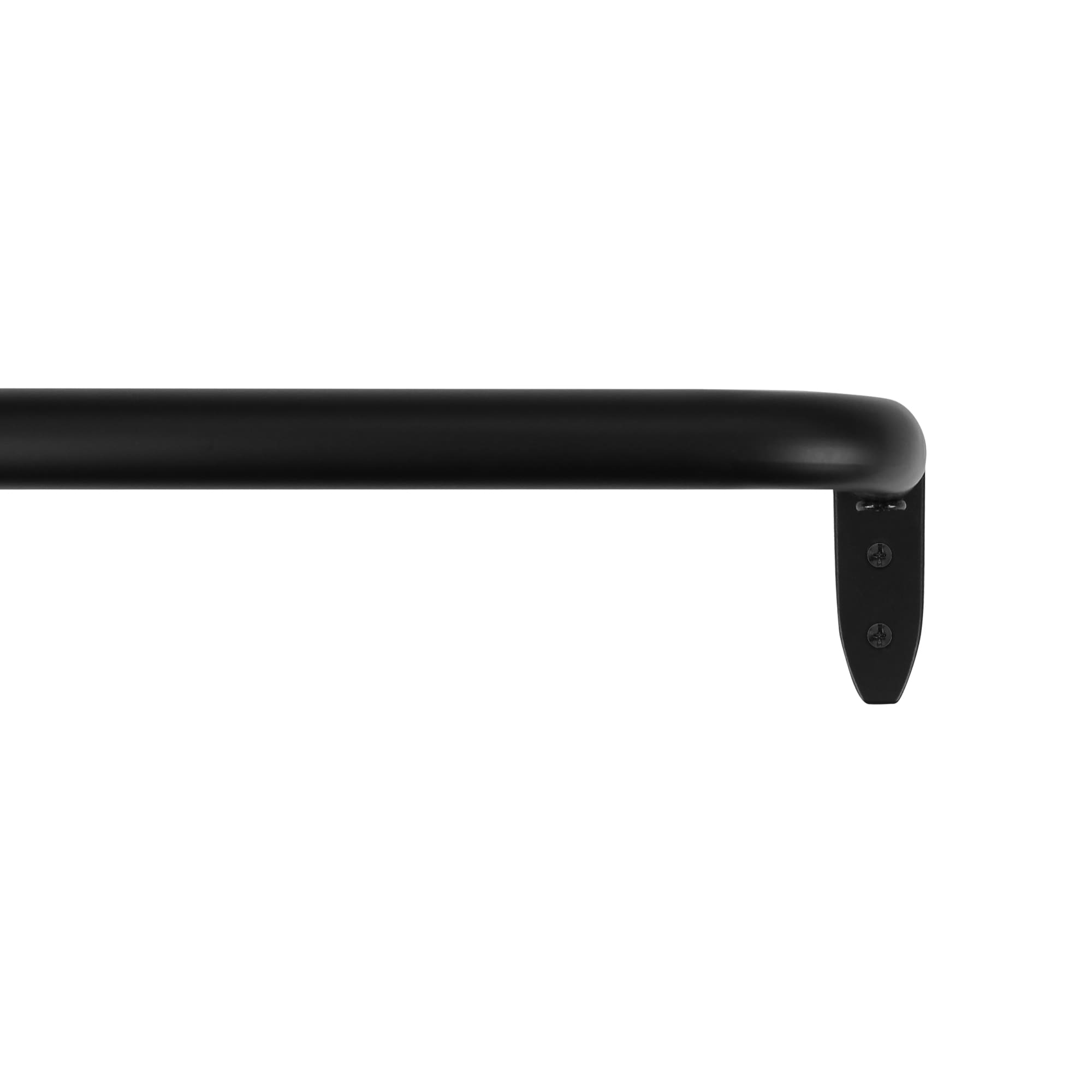 Lumi Home Furnishings Matte Black Steel Side Single Curtain Rod with Finials