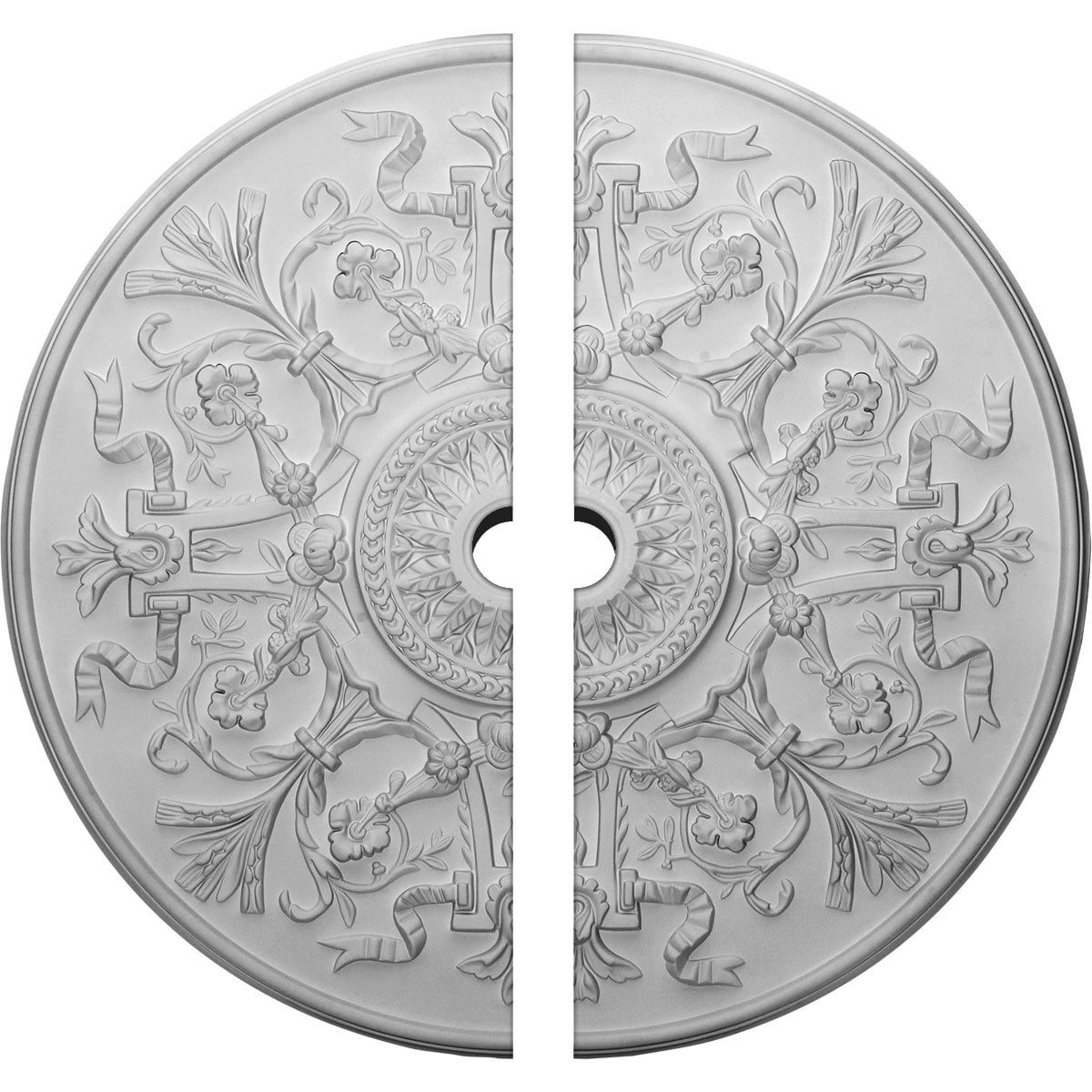 Ekena Millwork CM33VE2-02500 Versailles 33-in W x 33-in L Architectural White Polyurethane Split Ceiling Medallion