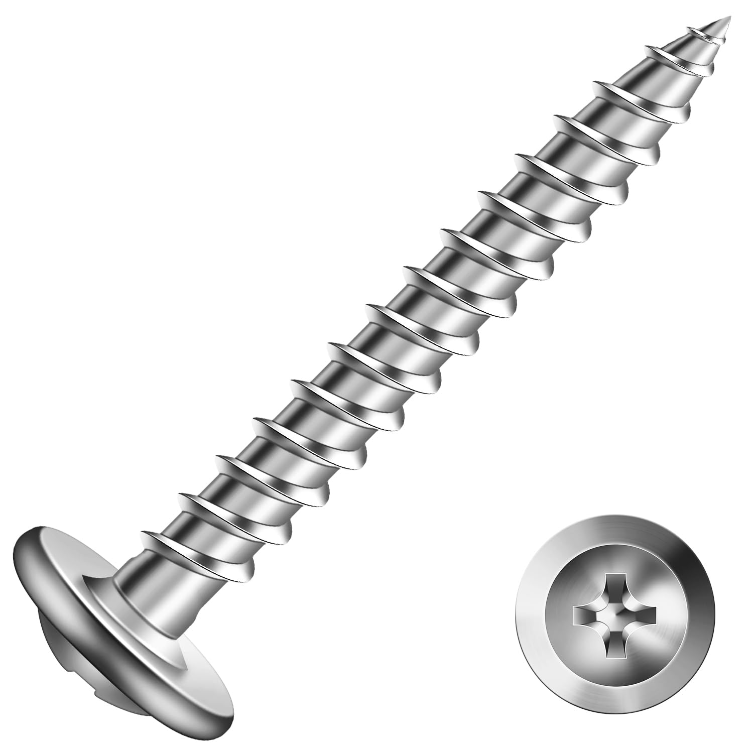 Linder Group Inc Number 8 Wood Screw 1 and One Quarter Inch Truss Head Self Tapping 410 Stainless Steel Standard Thread for Wood Plastic Soft Metal Furniture