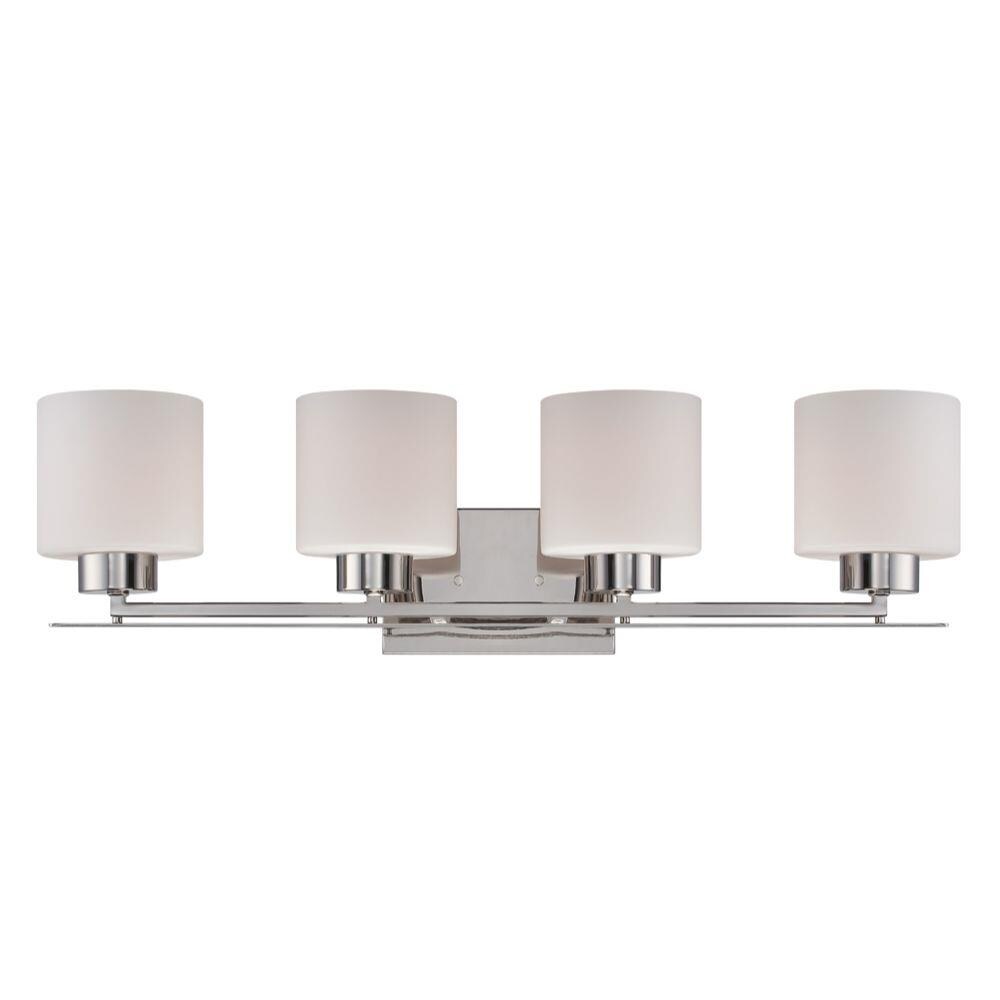 29-in 4-Light Polished Nickel Transitional Vanity Light Bar in the ...