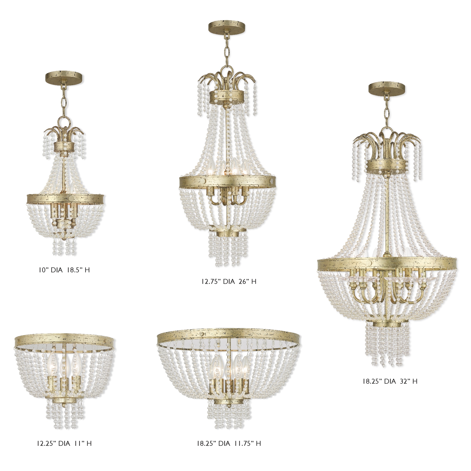 Winter Gold 3-Light Crystal Flush Mount for Indoor/Outdoor