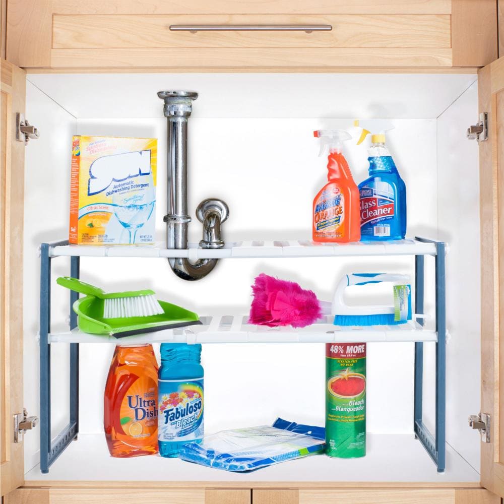 Adjustable Kitchen Bathroom Under Sink Rack Shelf Unit Organiser Storage Tidy 
