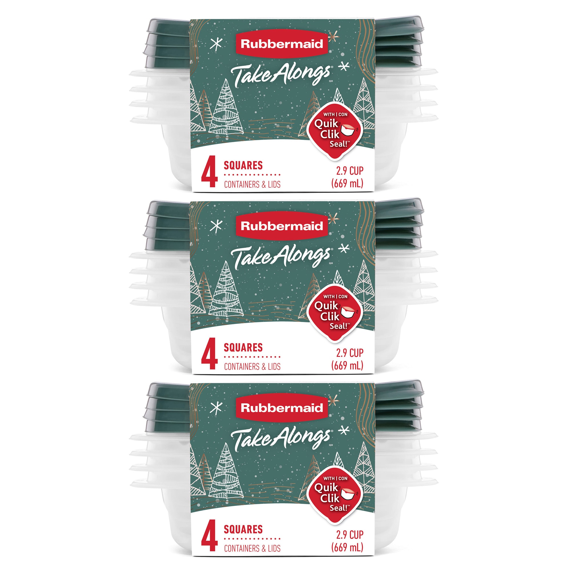 Rubbermaid 12 Pack TakeAlongs Clear Food Storage Container Lid 2.9 Cup Green #3 X 2170793