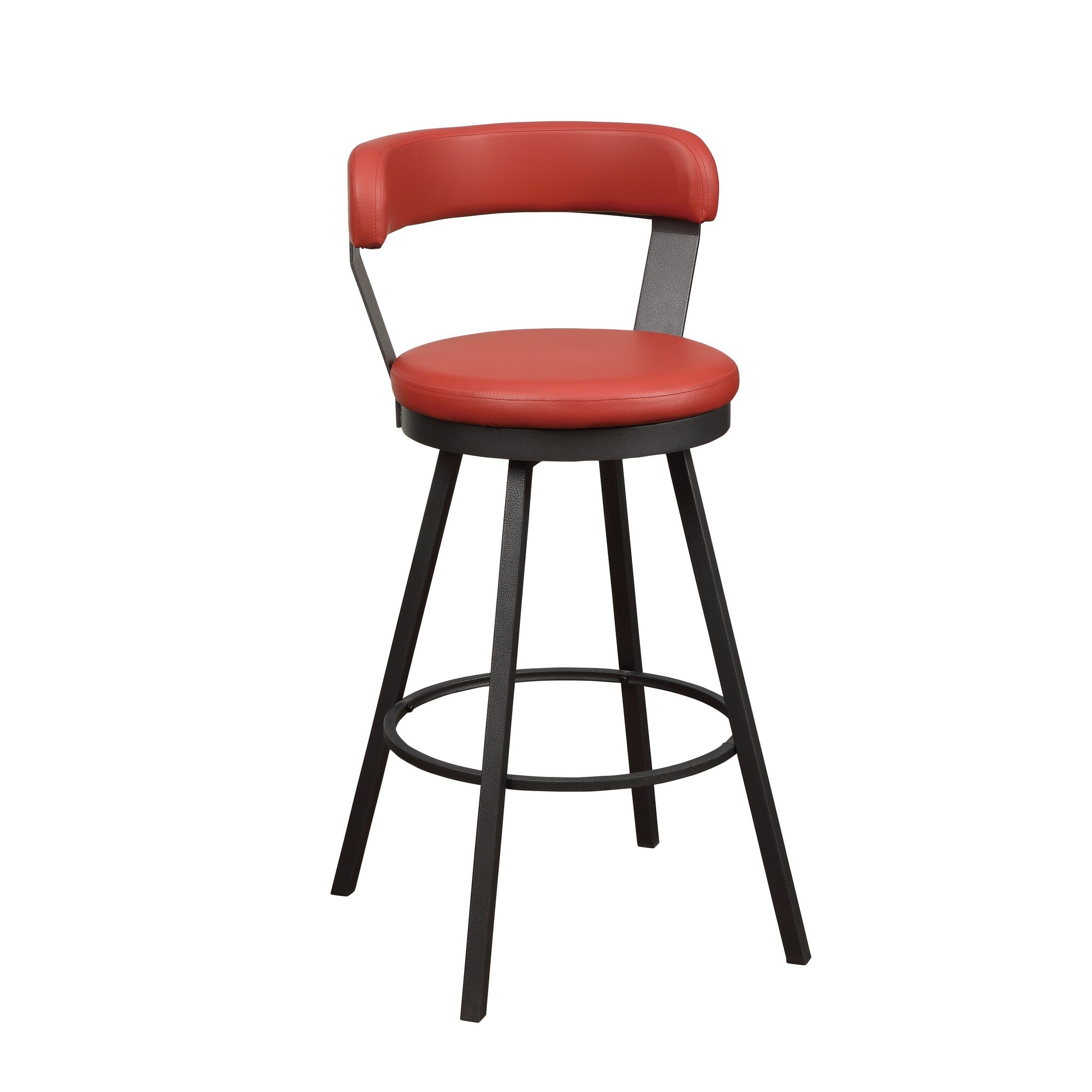 Benzara BM219937 Set of 2 Red 30.25-in H Extra tall (34-in and up) Round Seat Upholstered Metal Back Bar Stool Back