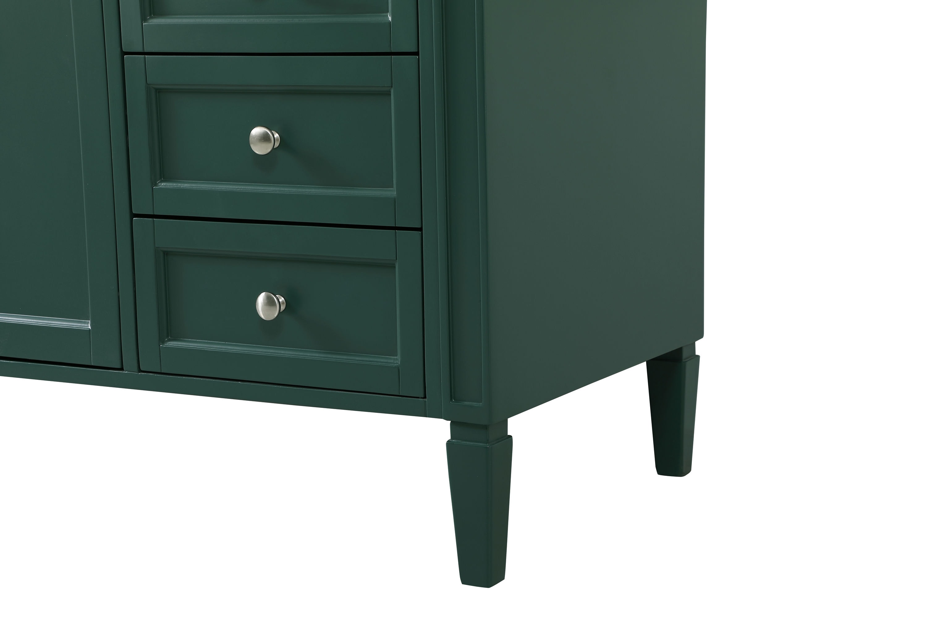 Green Solid Wood and Marble Single Bathroom Vanity