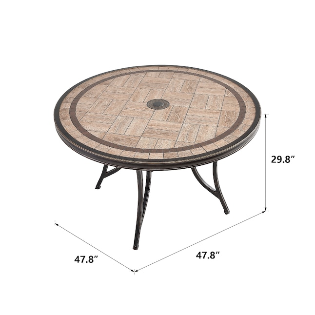 Casainc Patio Table Round Outdoor Dining 48 In W X L With Umbrella Hole The Tables Department At Com - What Size Patio Umbrella For A 48 Round Table
