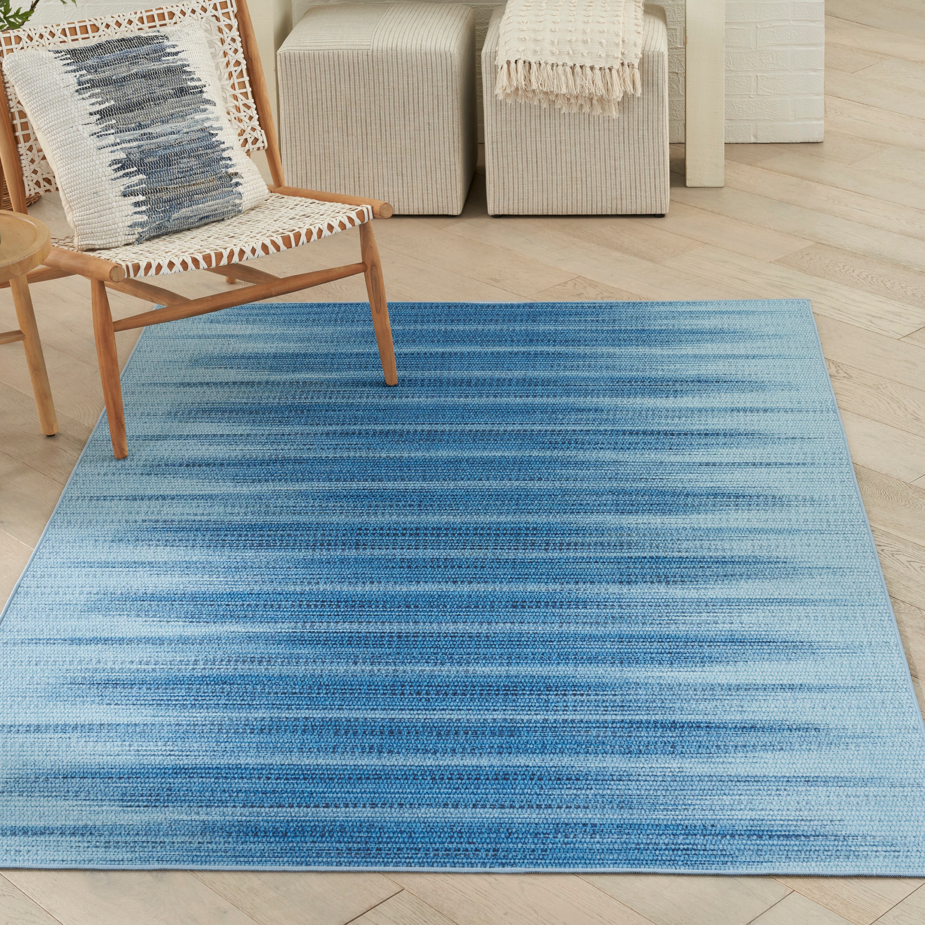 Nourison Home 099446932020 Vintage Home 6 x 9 (ft) Polyester Blue Rectangular Indoor Abstract Area rug
