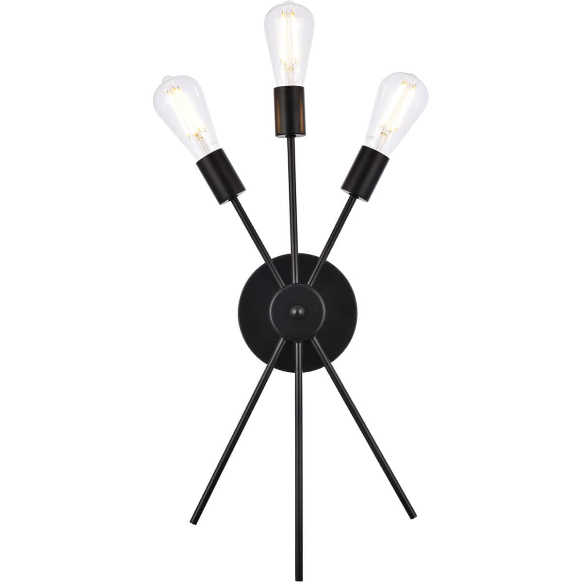 Elegant Lighting - Living District LD640W10BK Lucca 3 Light 11 inch Black Bath Sconce Wall Light