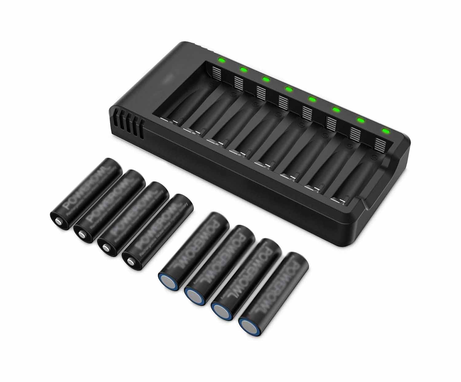 Etokfoks  AA Ni MH power cell pack of 8 with high capacity low self discharge chemistry and smart 8 bay charger for everyday electronics