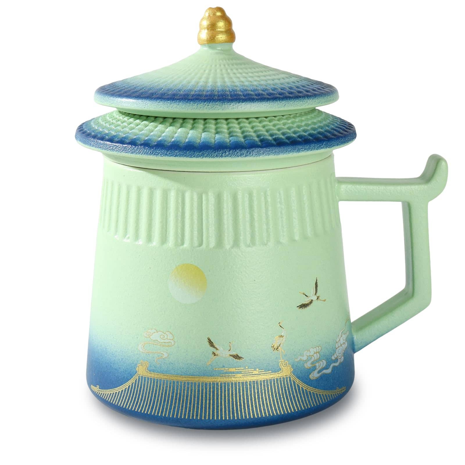 Aoibox  14 8 oz Retro Palace Design Ceramic Tea Infuser Mug with Fine Strainer Lid and Handle for Loose Leaf Tea