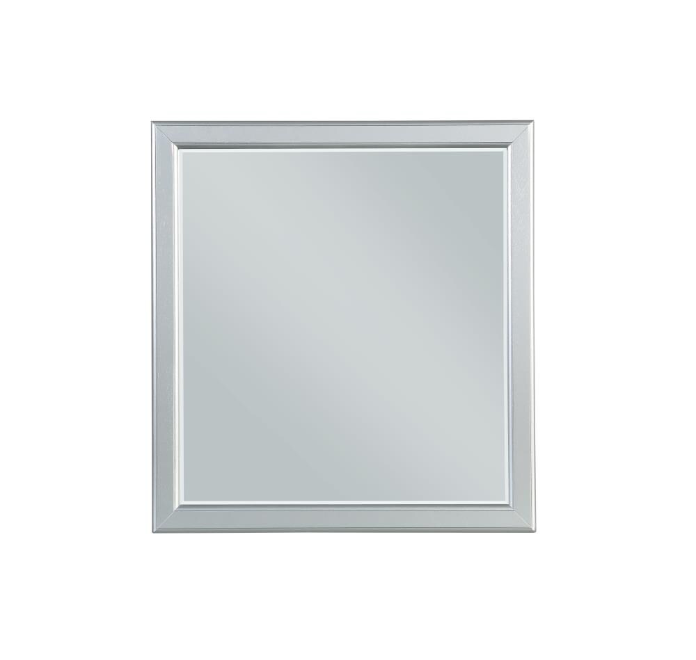 Acme Louis Philippe Mirror with Wooden Frame in Platinum 