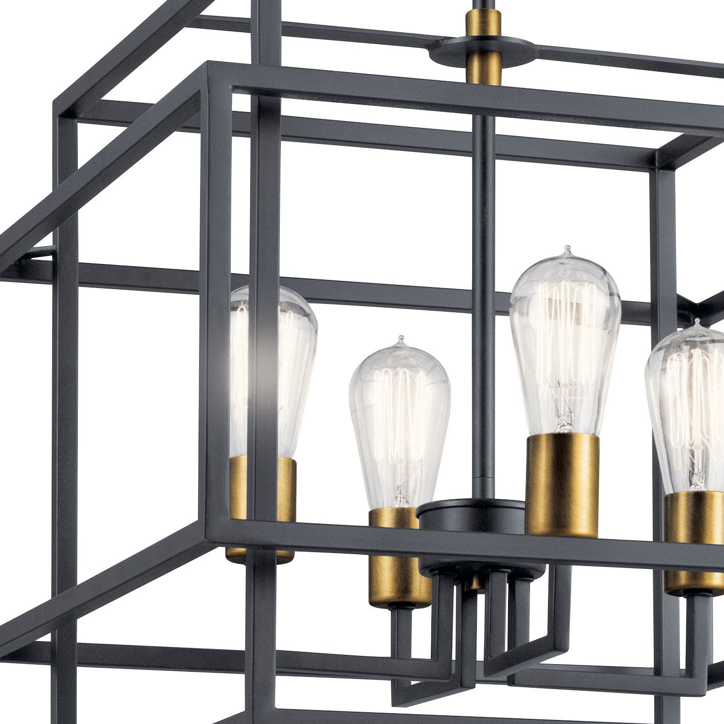 Kichler Sevan 4-Light Black Modern/Contemporary Lantern Medium Hanging Pendant Light