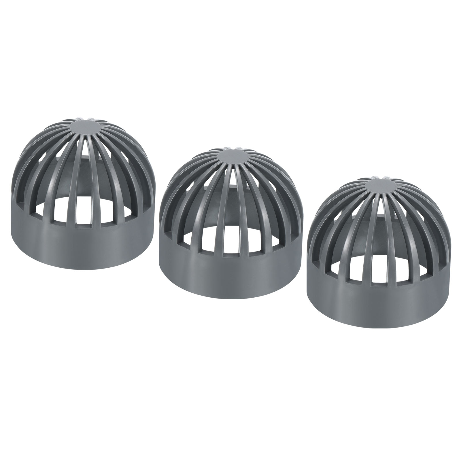 PATIKIL 75mm ID Atrium Drain Grate Cover 3 Pack Round Outdoor UPVC Sewer Drain Pipe Fitting Adapter for Drainage System Gray