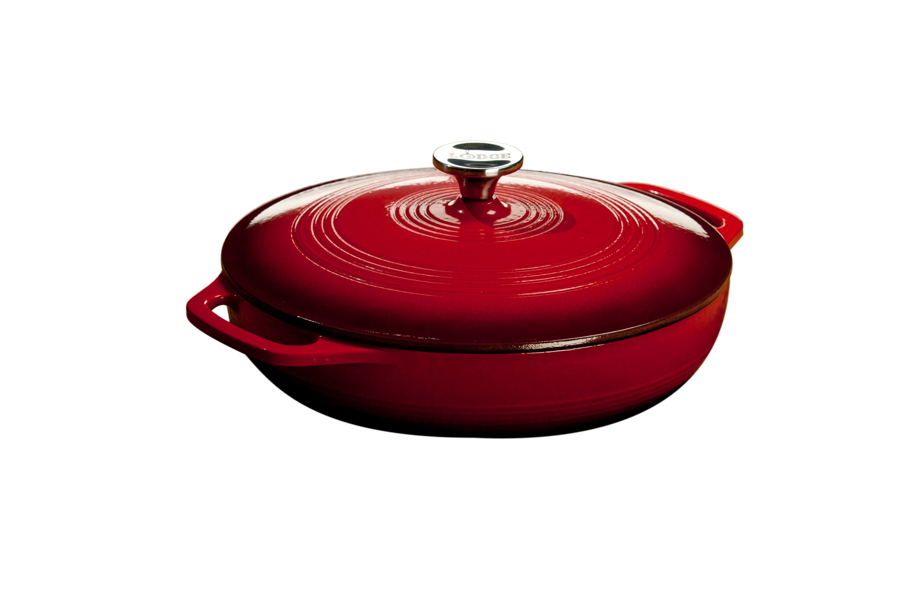 Lodge Cast Iron 3.6 Quart Enameled Cast Iron Casserole in Red