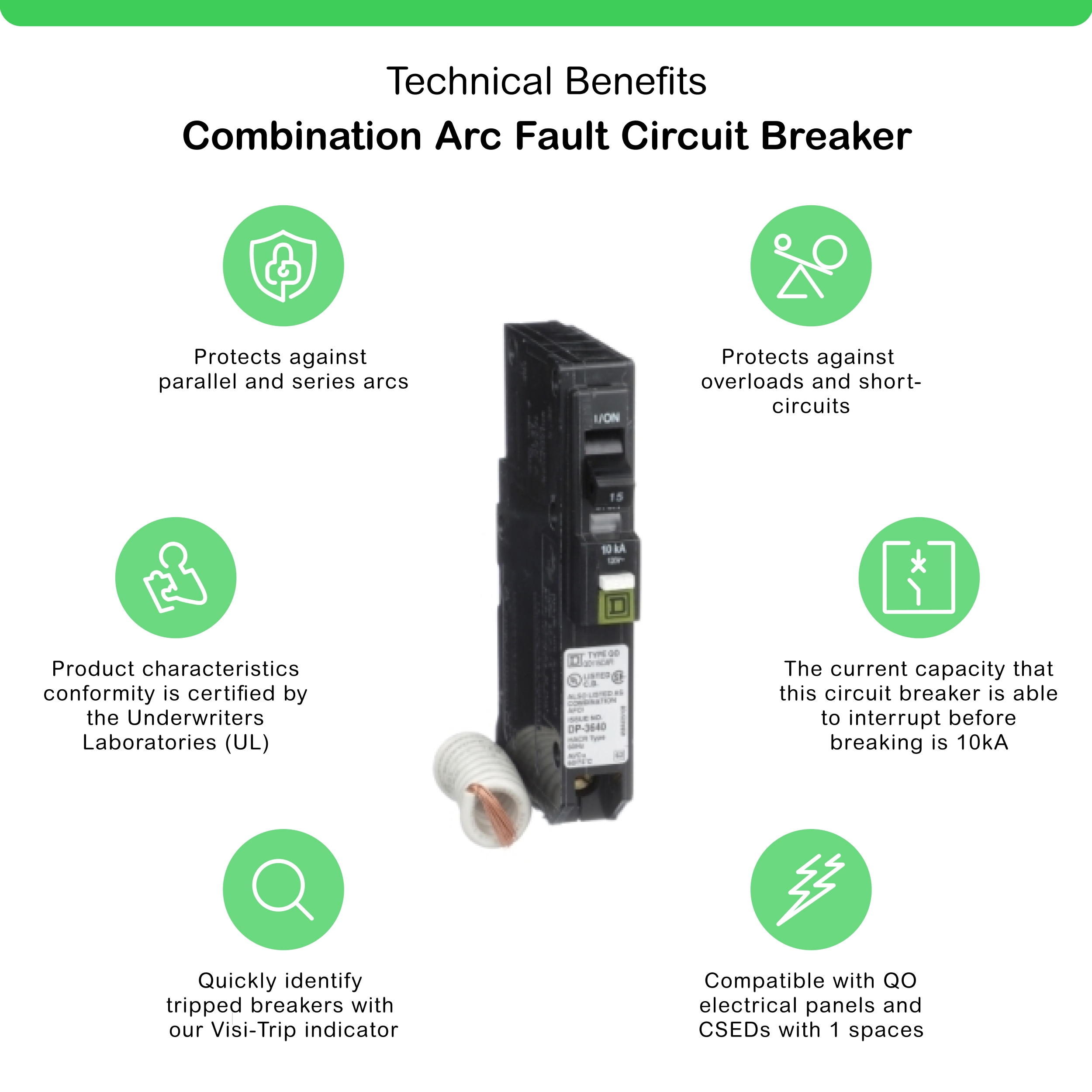 Square D QO 15amp 1Pole Combination Arc Fault Circuit Breaker in the Circuit Breakers