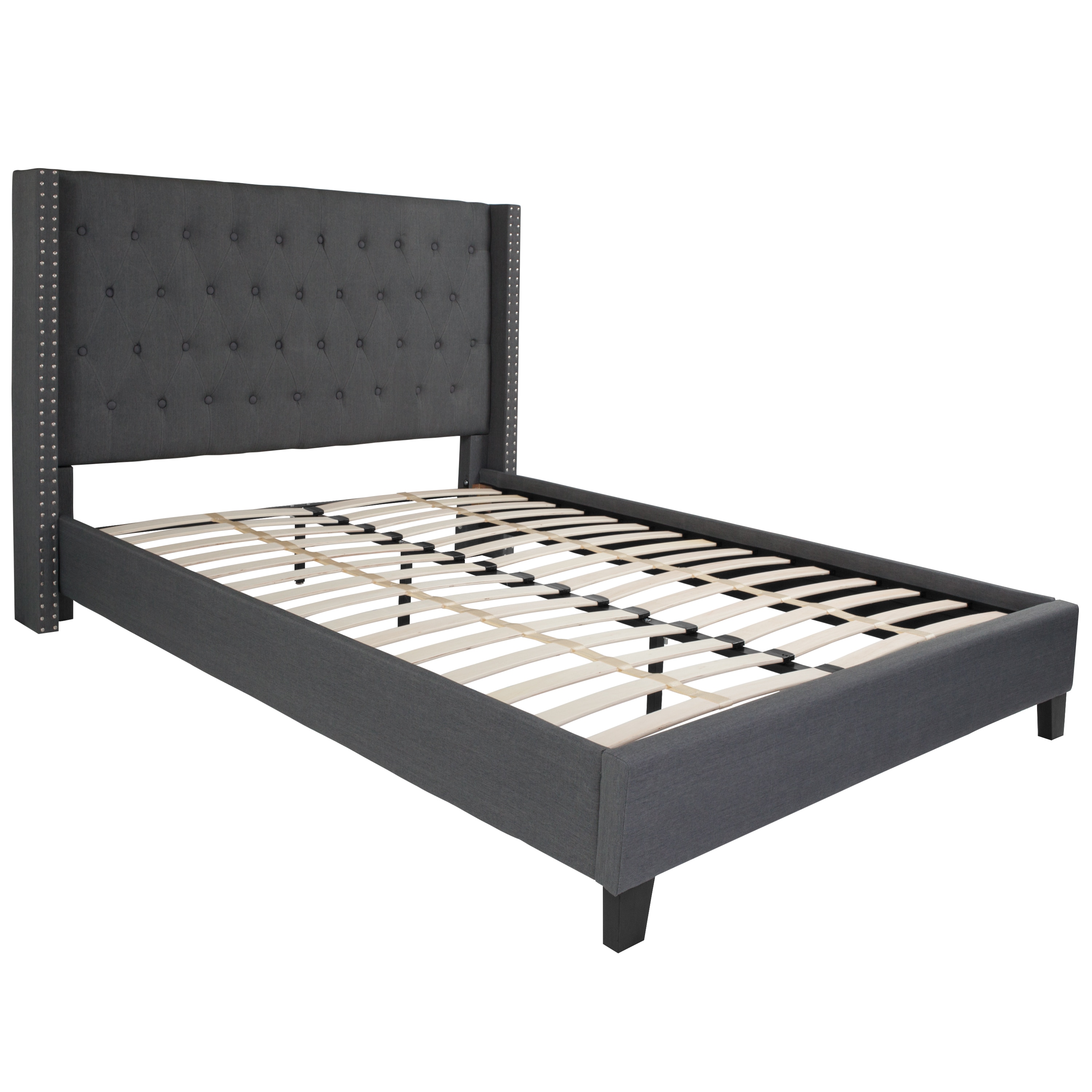 Flash Furniture Riverdale Dark Gray Queen Upholstered Platform Bed in ...