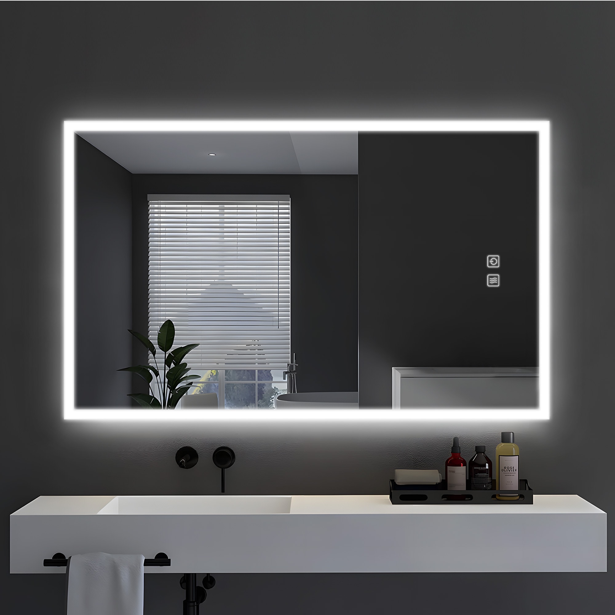 Dovelina LS-A-MR03085 31-Inches x 51-Inches Polished Frameless Rectangle Dimmable Lighted Fog Free Bathroom Vanity Mirror ( Sliver )
