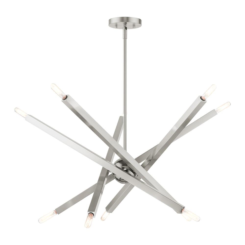 Livex Lighting 46986-91 Monaco 10 -Light Brushed Nickel Modern/contemporary For Use in Bathrooms, Bedrooms, Dining Rooms, Foyers, Kitchens, Living Rooms Chandelier