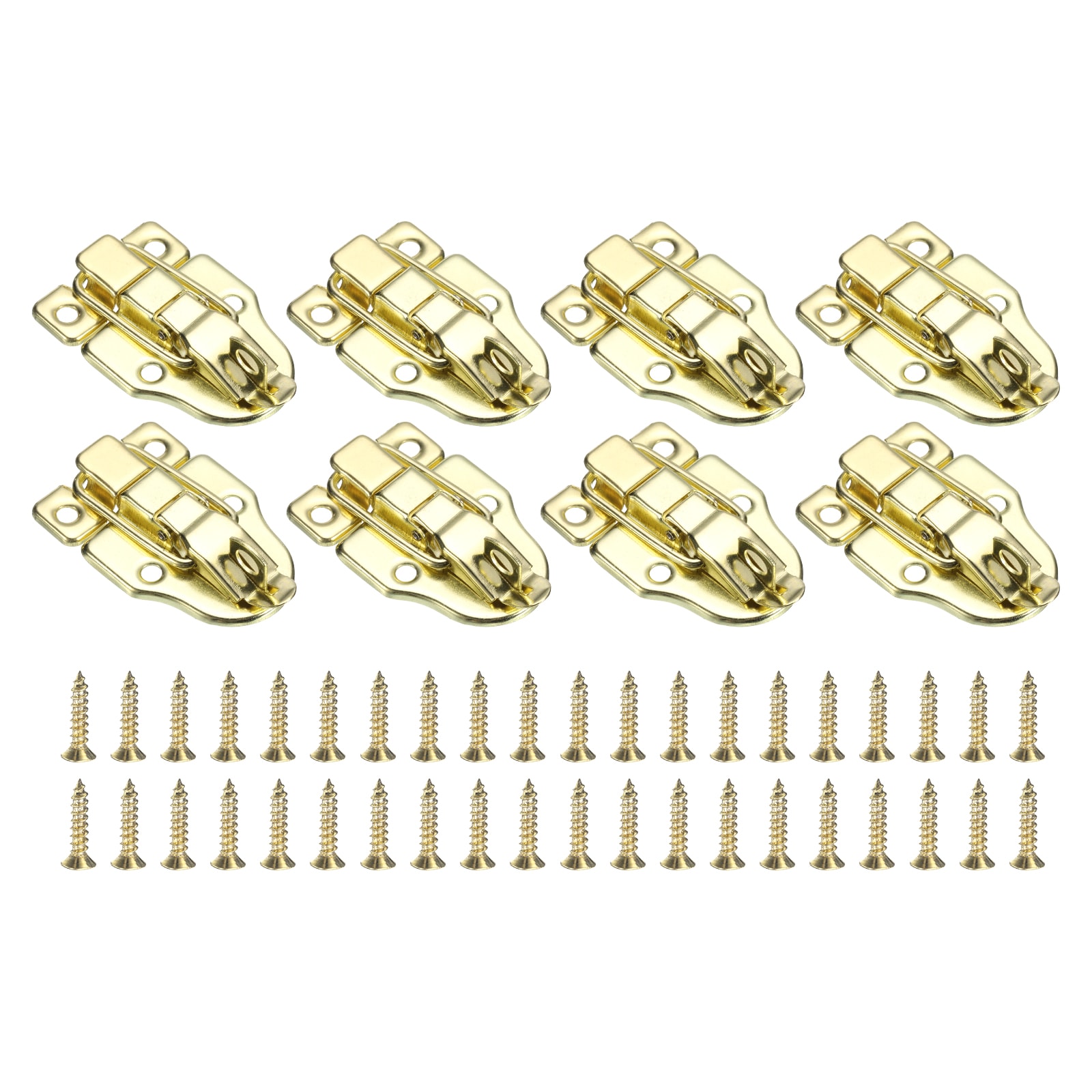 Unique Bargains 8 Pcs Duck-billed Hasp Lock 60 x 40mm Retro Box Toggle Latch Metal Buckle Hasp Clasp with Padlock Hole with Screws for Jewelry Box Suitcase Toolbox Wooden Case Gold
