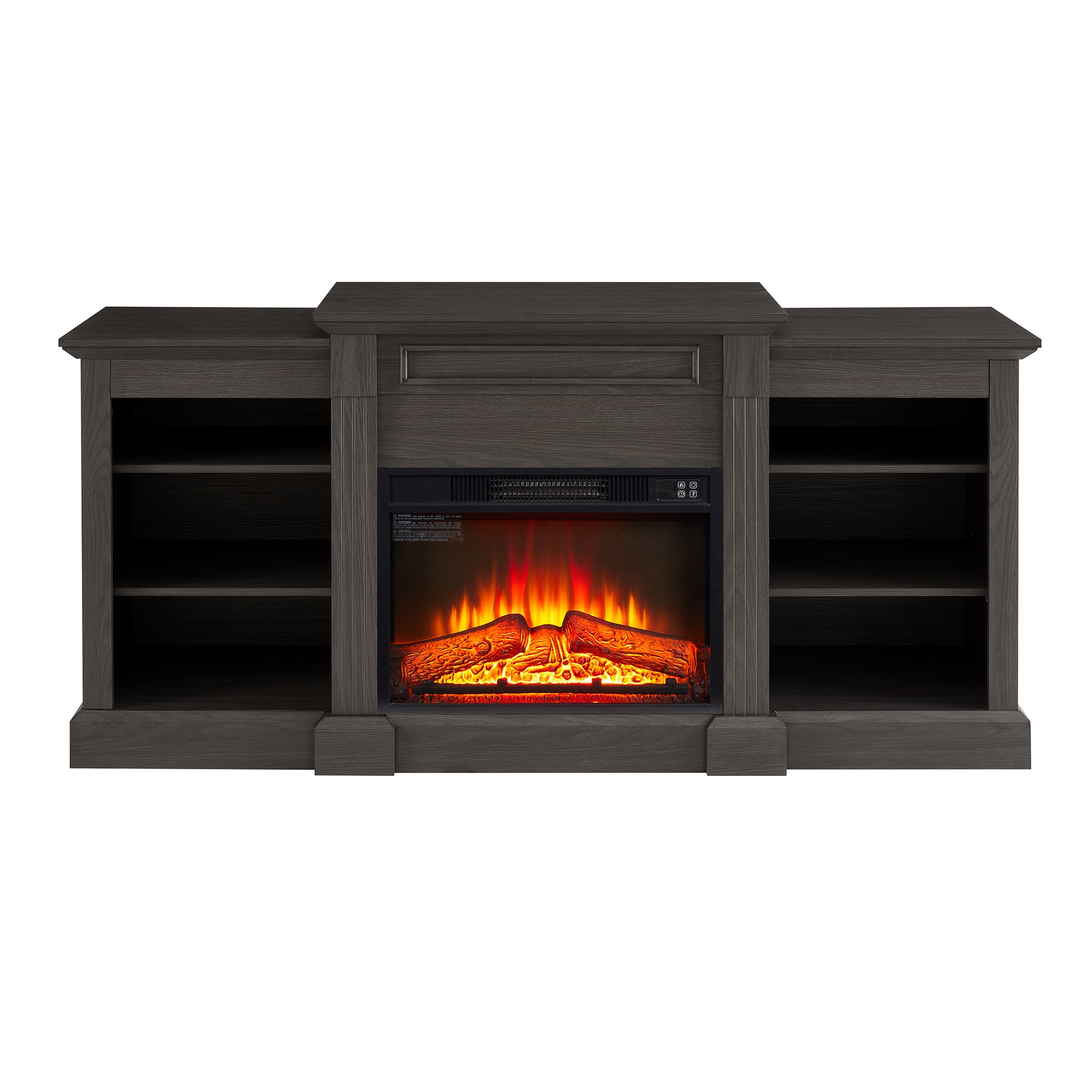 SINOFURN SYA170016DB 65.8-Inches W Gray TV Stand with Fan-forced Corner or flat wall Electric Fireplace with Remote Control Included