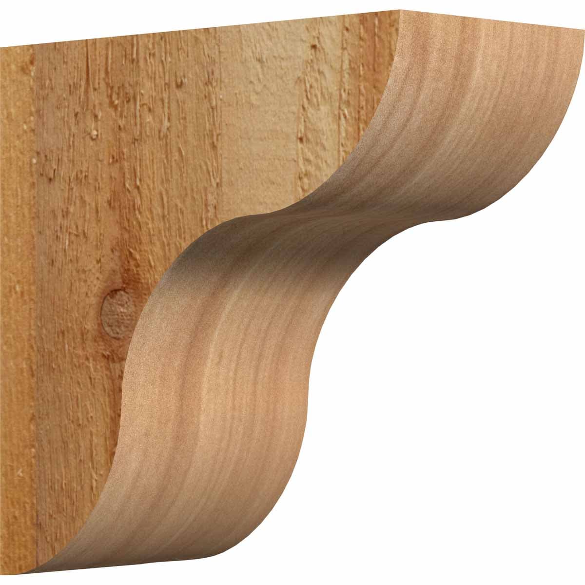 Ekena Millwork COR04X08X08CAR00RWR 4-in x 8-in x 8-in Carmel Unfinished Western red cedar Wood Paintable/Stainable Corbel