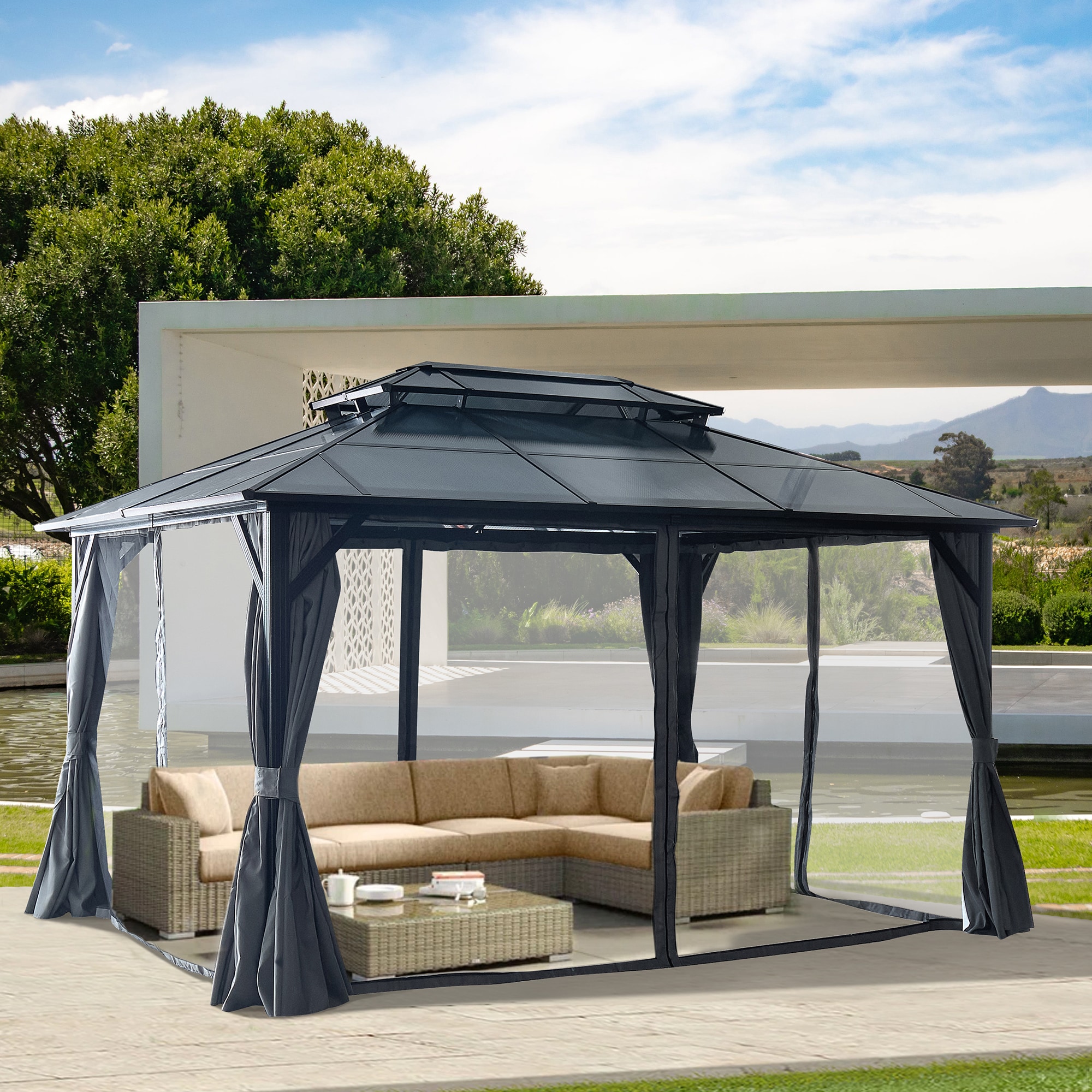 SINOFURN SYE350011GY Wood-Resin-Gazebos - View #5