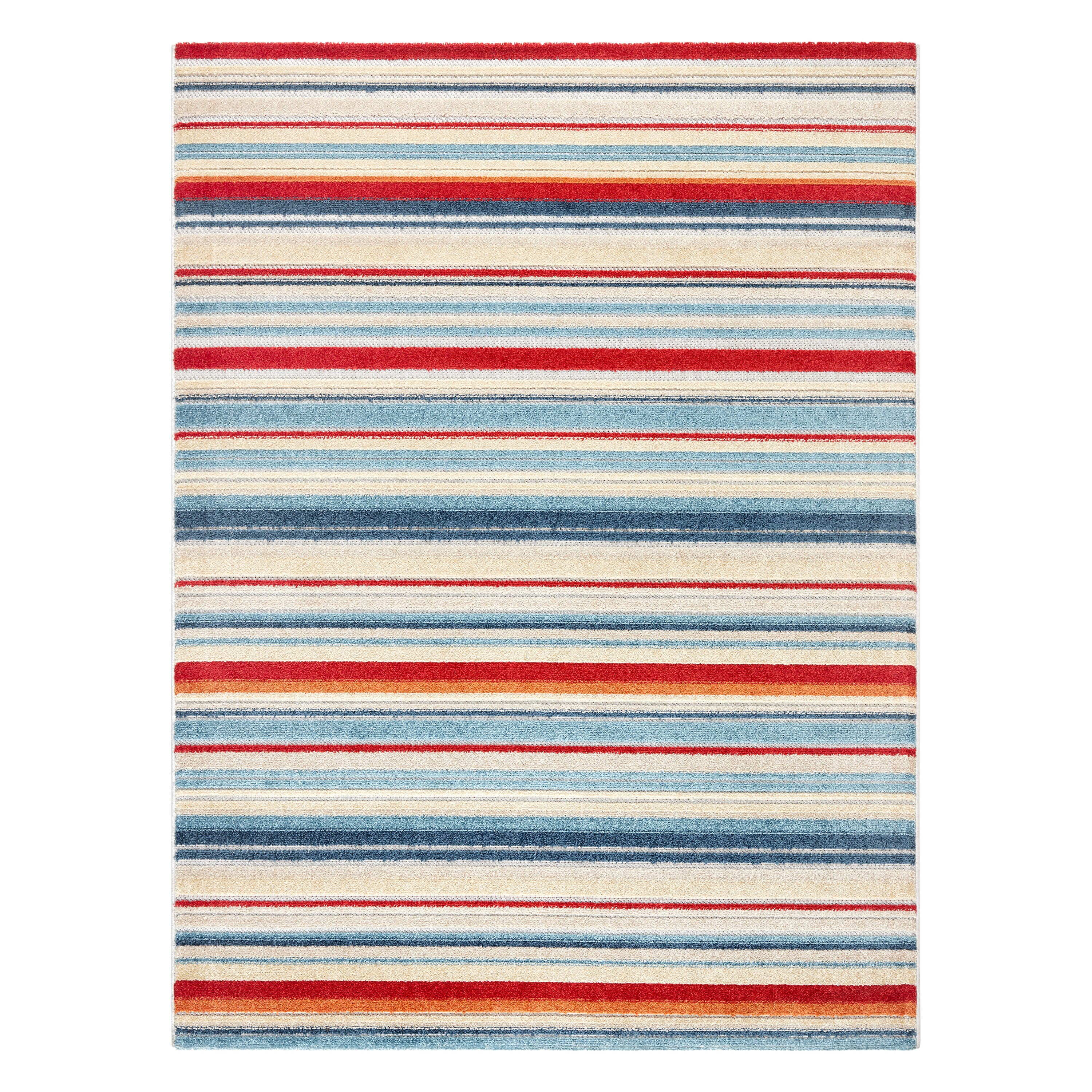 Town & Country Living 1-21461-275 8 x 10 (ft) Loomed Polyester Red Multi Rectangular Indoor/Outdoor Stripe Area rug