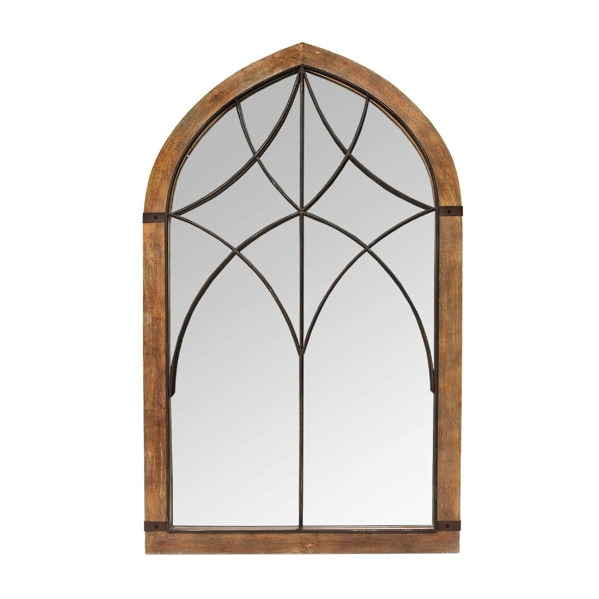 HomeRoots 24-in W x 40-in H Irregular Brown Beveled Wall Mirror in