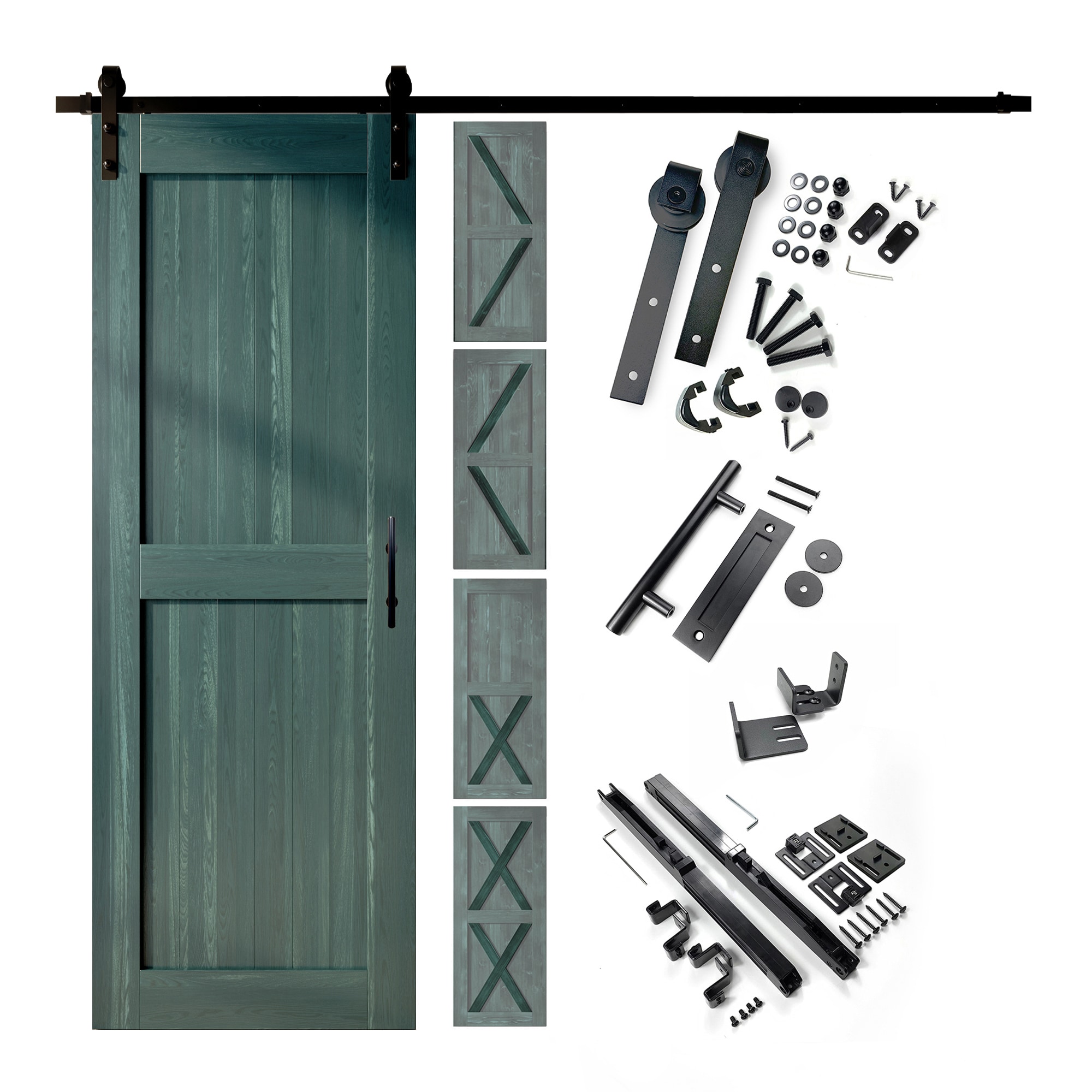 HOMACER YT1TGH079C-3880F-RP 38-in x 80-in Royal Pine Prefinished Pine Wood Solid core Single Barn Door (Hardware Included)